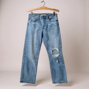 Levis Wedgie Jean Size 29 x 28 Straight High Rise Button Fly Distressed Premium